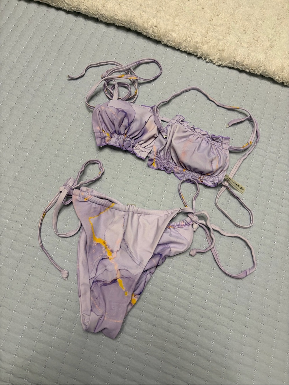 Lavender Marble Tie-Side Bathing Suit